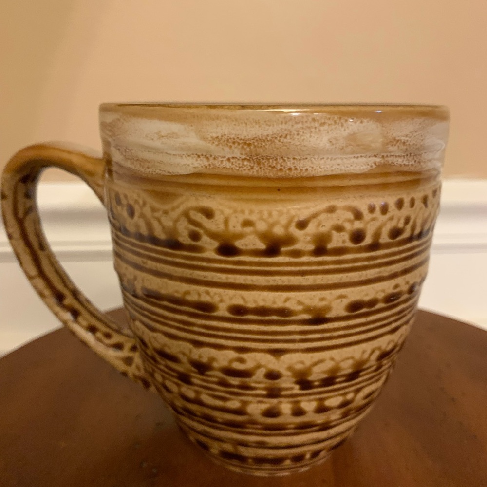 Three Rustic Brown Coffee Mugs - Picture 2 of 4